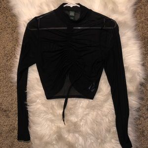 Black Mesh Crop Top